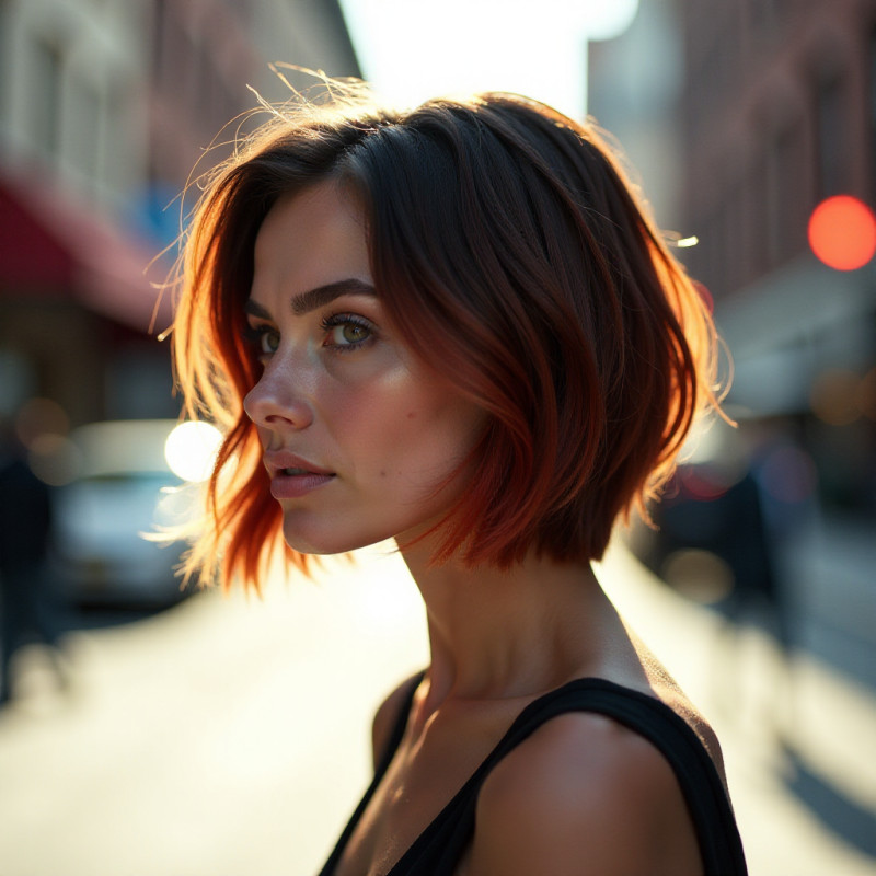 A bob hairstyle styled with balayage.