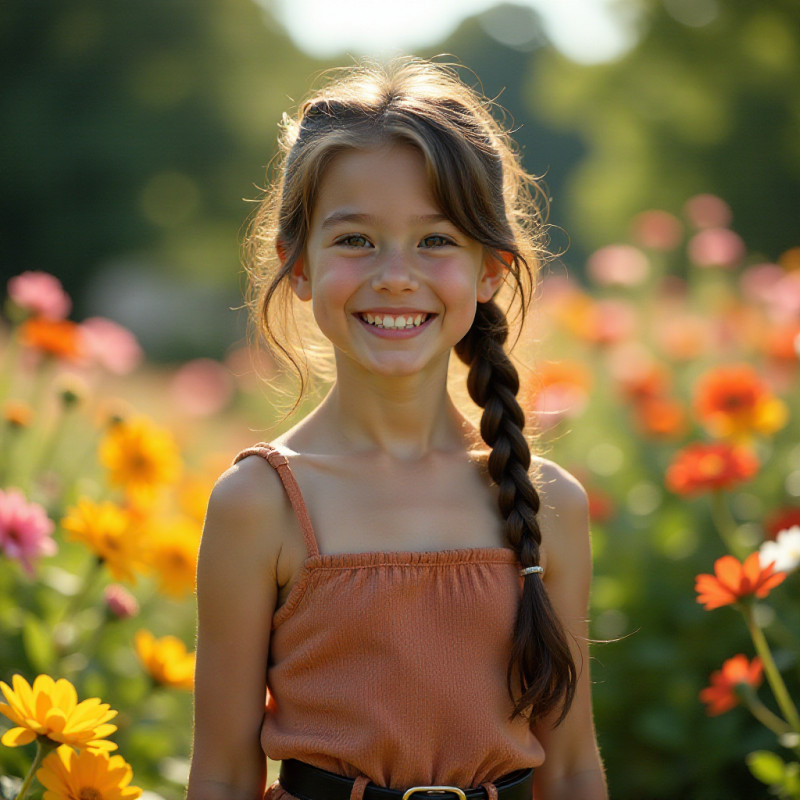 A girl with a braided ponytail hairstyle.