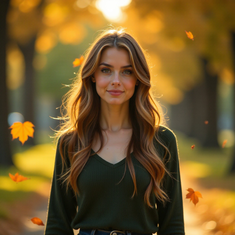 A woman showcasing a fabulous balayage hairstyle.