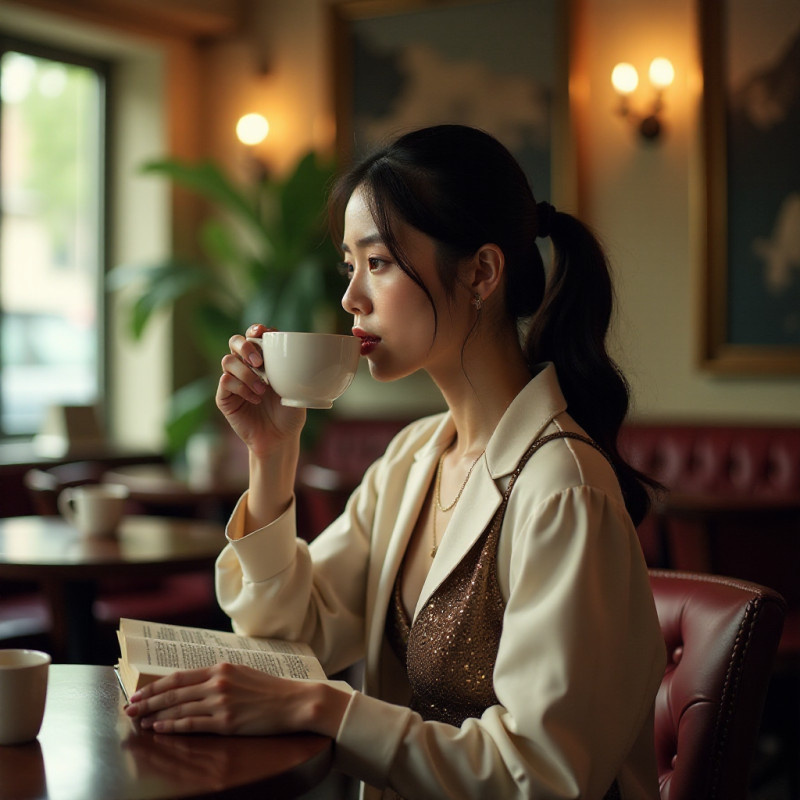 A woman with a fishtail ponytail hairstyle.