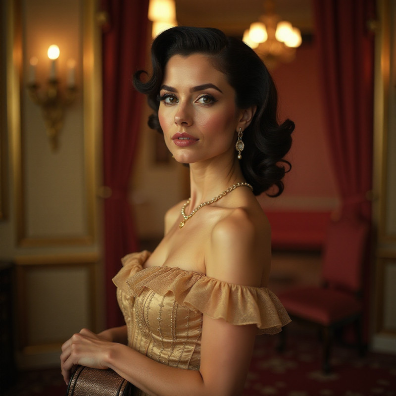 A woman with vintage finger waves hairstyle at an event.