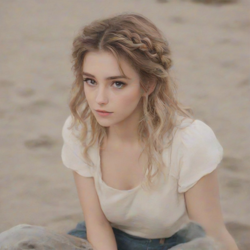 A young woman enjoying a beach day with a half-up hairstyle.