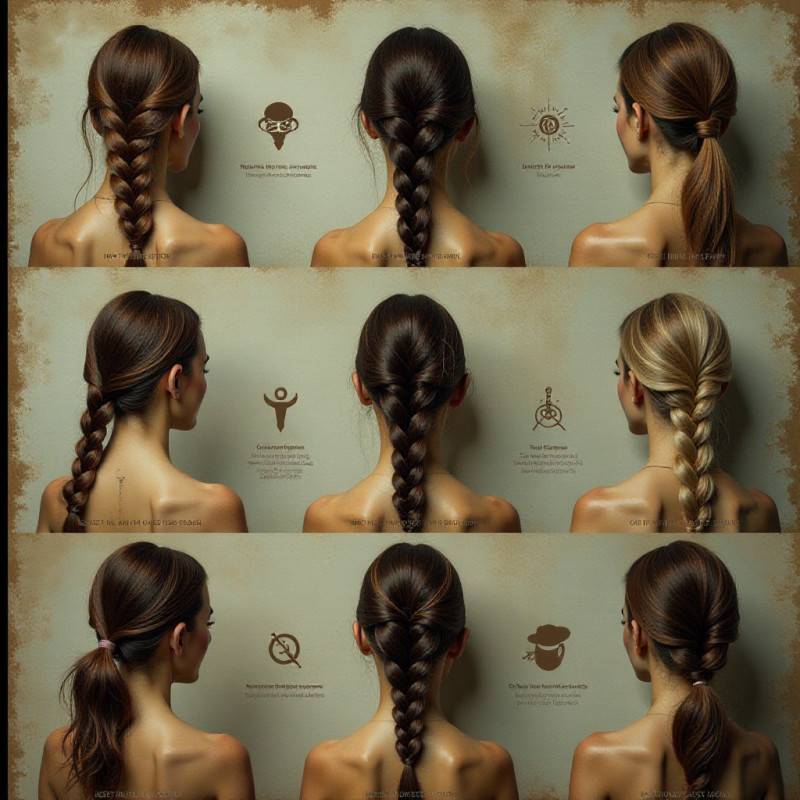 Artistic representation of various braid types and their meanings.