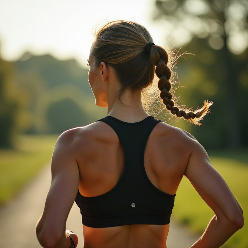 Athlete with a fishtail braid in sports attire.