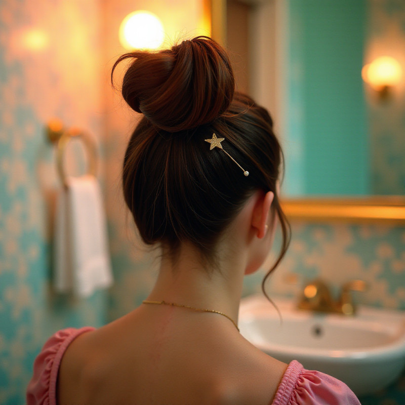 Bobby pins and hairspray for a messy bun.