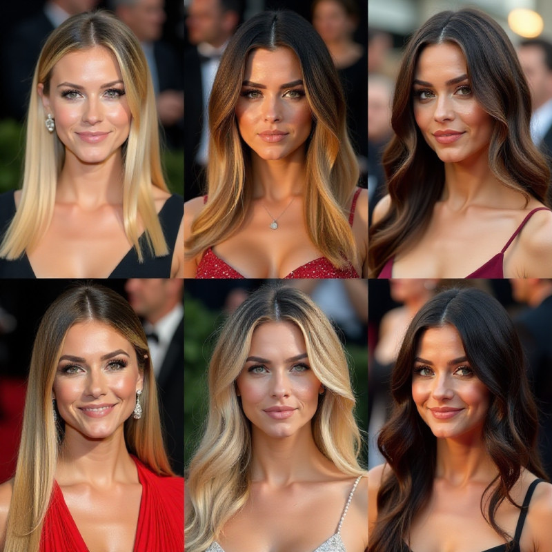 Collage of celebrities with straight hair.