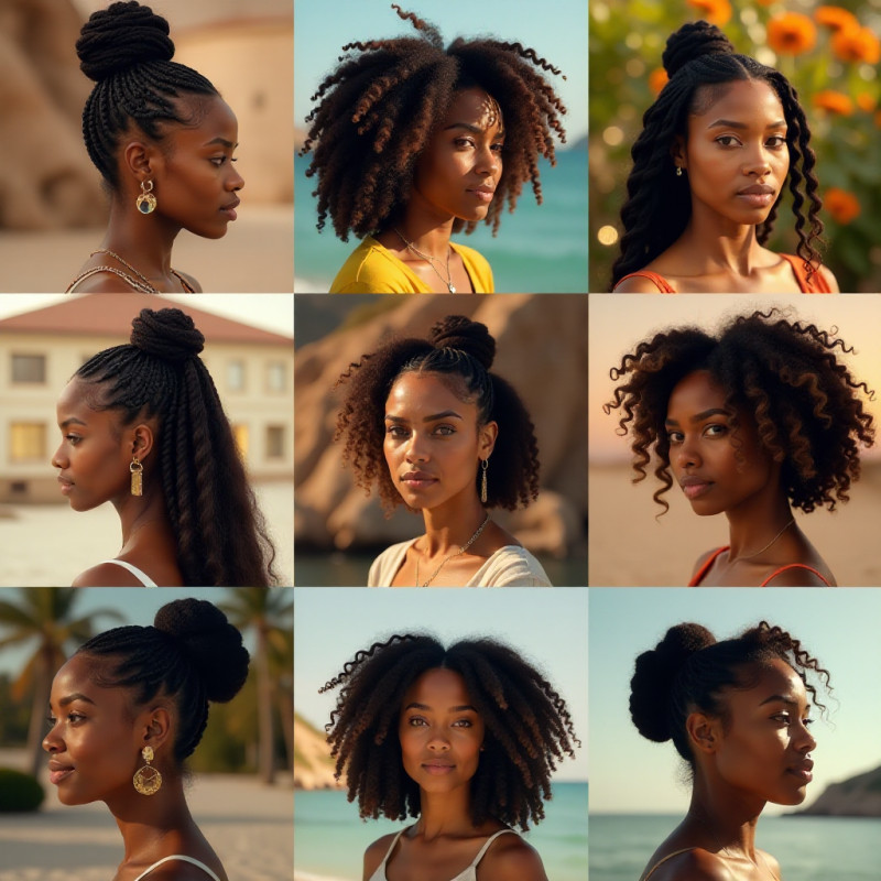 Collage of different hairstyles for curly hair.