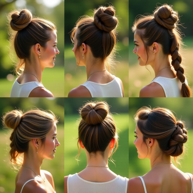 Diverse models showing various messy bun styles.