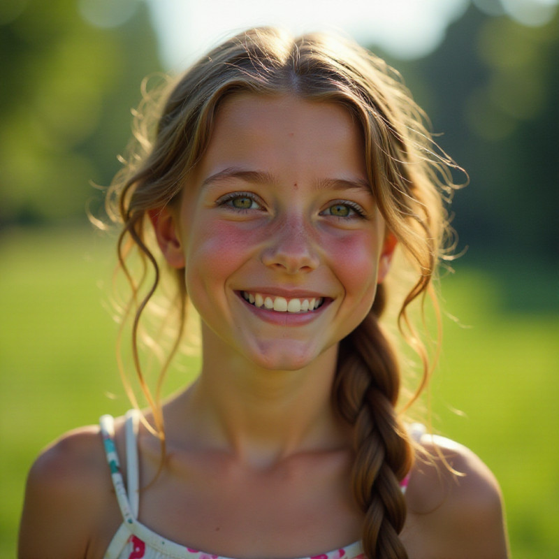 Girl with a beautiful ladder braid hair design.