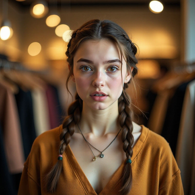 Girl with a braid and knot combo hairstyle.