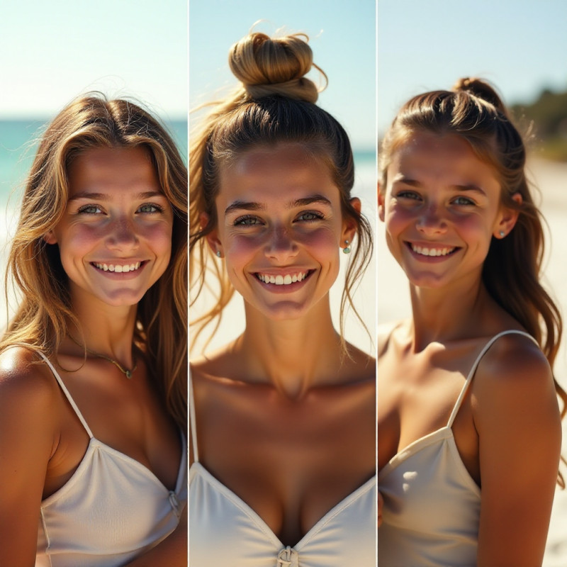 Girls with different hairstyles featuring beach waves.