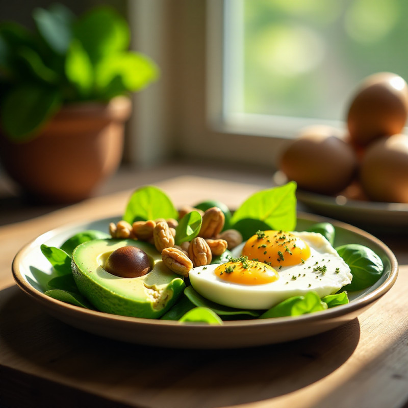 Healthy foods on a dining table.