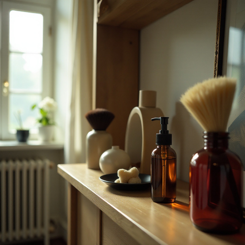 Shelf with heat styling tools untouched.