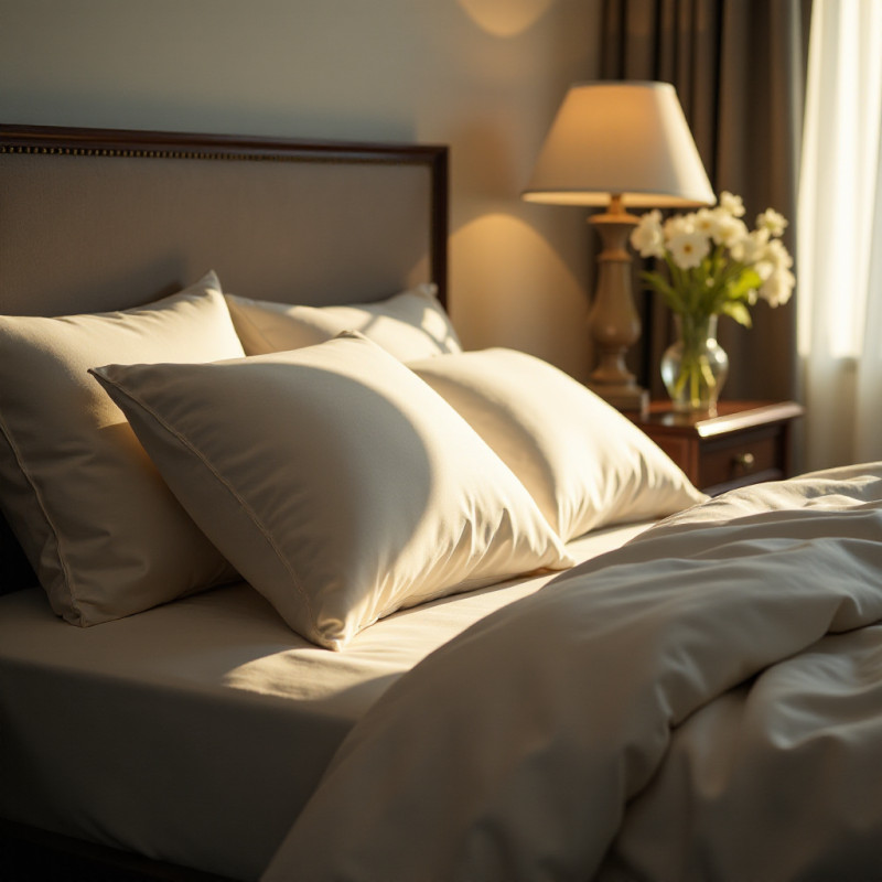 Silk pillowcase in a cozy bedroom setup.