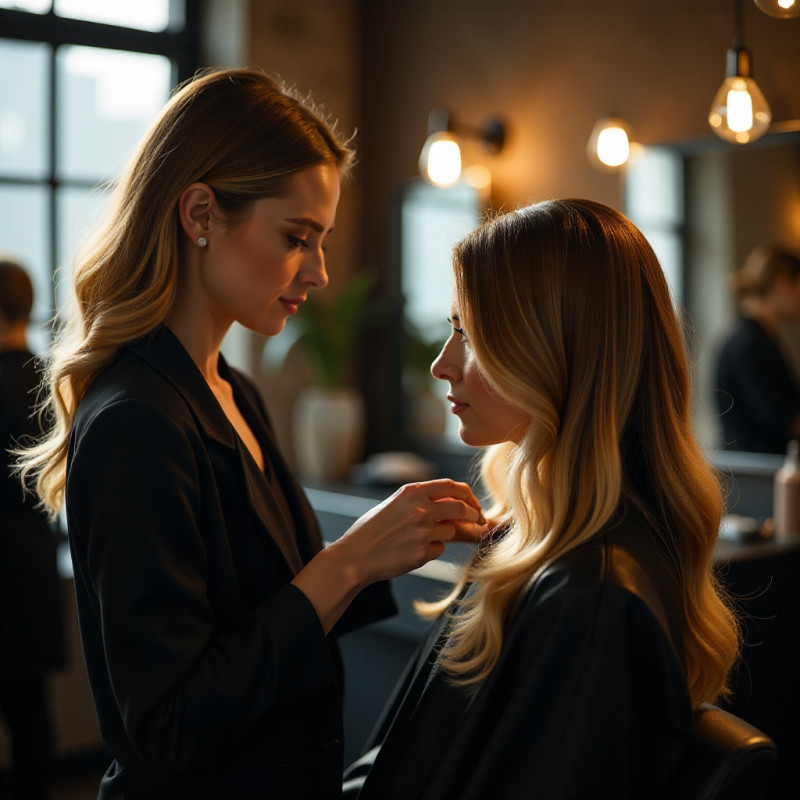 Stylist demonstrating techniques that complement balayage.