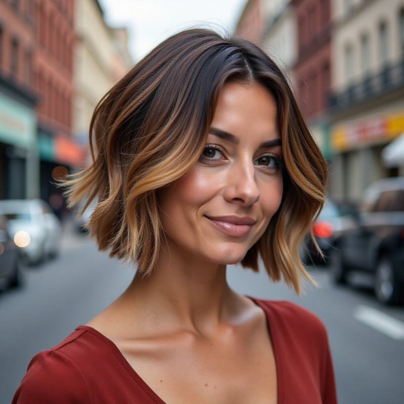 Female with a textured bob hairstyle looking stylish. Female with a textured bob hairstyle looking stylish.